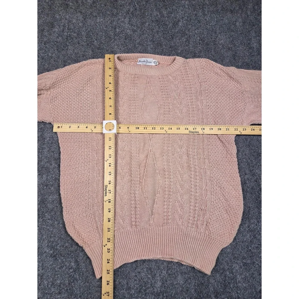 Vintage Alexander Doran Sweater Womens Small Pink Cable Knit Cotton‎ Crewneck